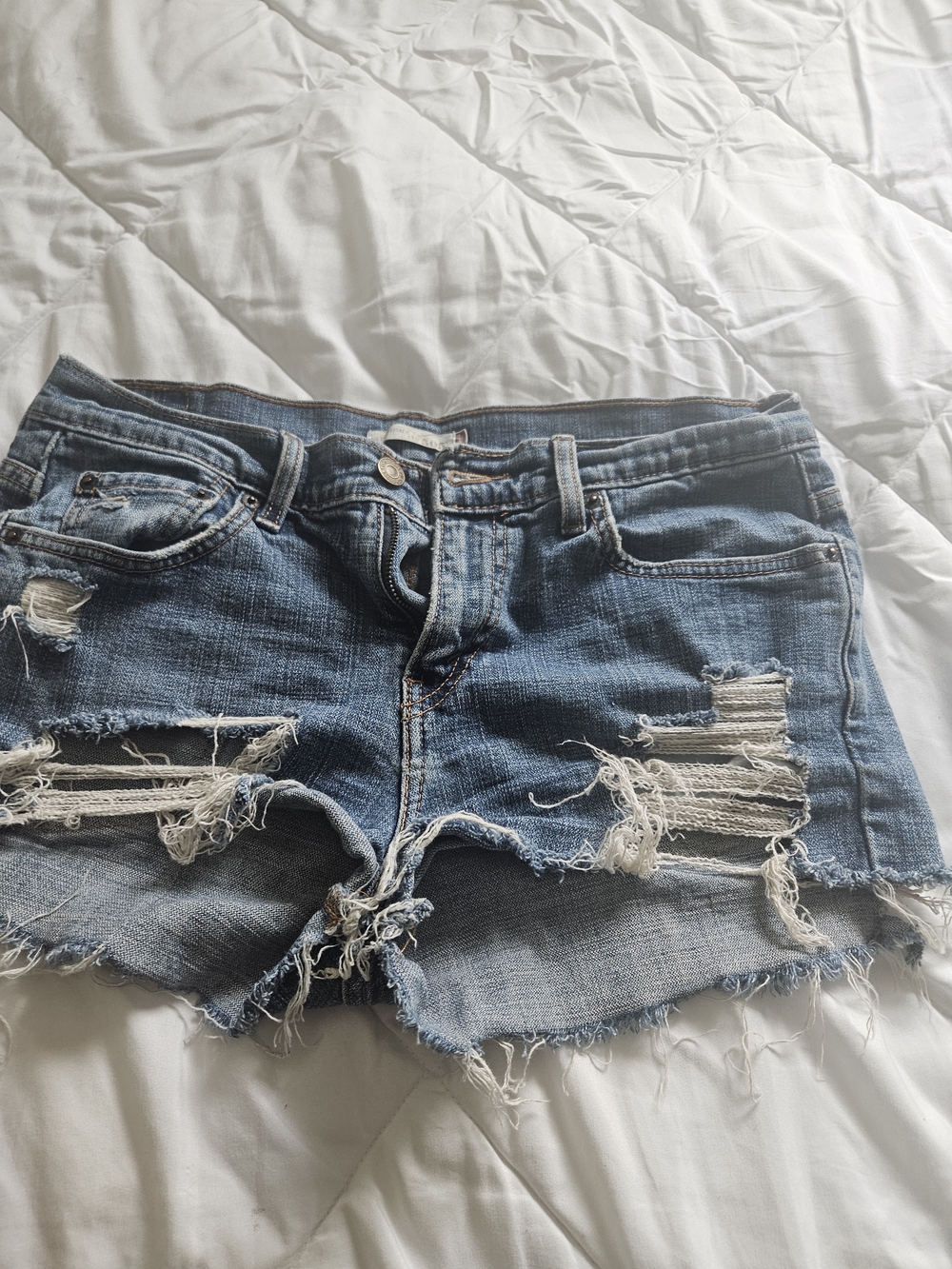 Levi's Blue Distressed Denim Cutoff Shorts